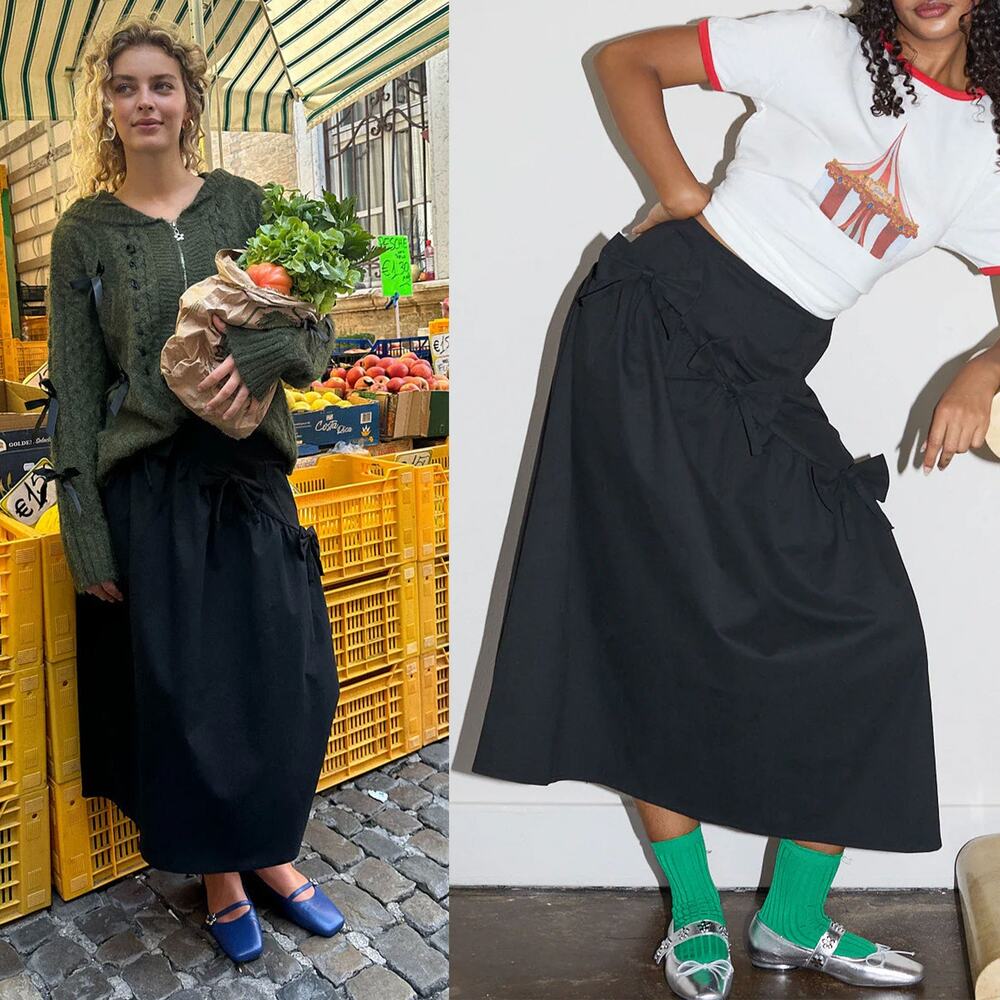 Lisa Says Gah Black Midi Skirt